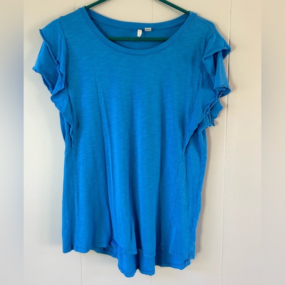 Blue Ruffle Sleeve Women's Cato Top, Size L - Picture 1 of 5